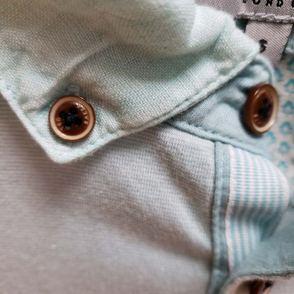 Ted Baker London Polo Mens Size 6 Delrey Lt Bluish Green Short Sleeve Preppy - Picture 2 of 8